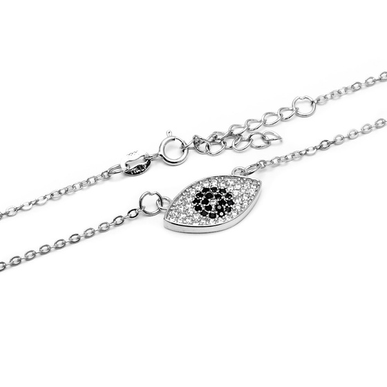 Naszyjnik Srebrny Oko Szczęścia z Cyrkoniami