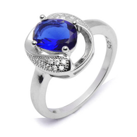 Srebrny Pierścionek z Szafirową Cyrkonią