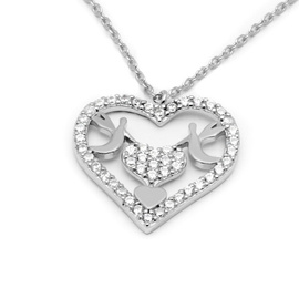 Srebrny Naszyjnik Serce z Diamentowymi Cyrkoniami