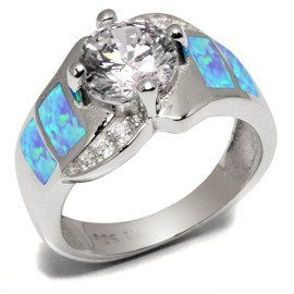 Szeroki Pierścionek Srebrny z Opalem i Cyrkoniami