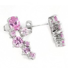 Kolczyki Srebrne Wkrętki Różowe Kamienie