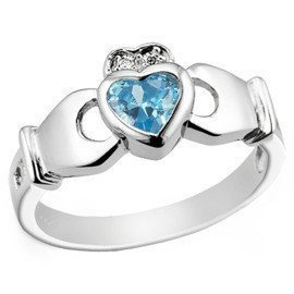Pierścionek Srebrny Błękitne Serce w Koronie
