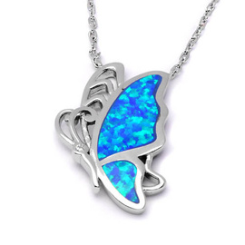 Srebrny Naszyjnik Motyl z Opalem