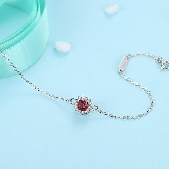 Bransoletka Srebrna z Rubinową Cyrkonią