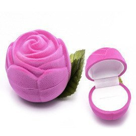 Pudełeczko na Pierścionek Kolczyki Różowa Róża