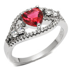 Srebrny Pierścionek z Rubinowym Sercem