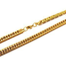 Złoty Szeroki Łańcuszek ze Stali Szlachetnej