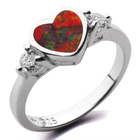 Srebrny Pierścionek Serce z Opalem i Cyrkonią