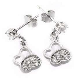 Srebrne Kolczyki Motyl z Białymi Cyrkoniami