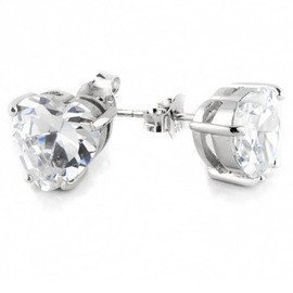 Kolczyki Srebrne Białe Cyrkonie Serce 9x9mm