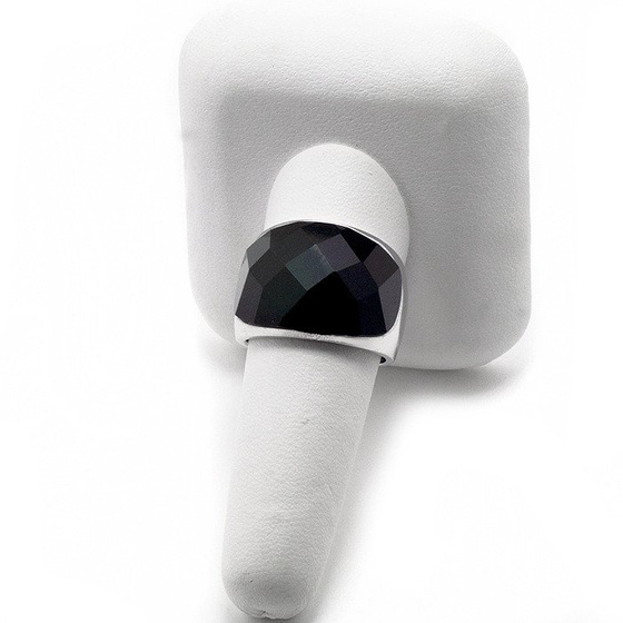 Szeroka Obrączka Srebrna z Czarnym Onyksem