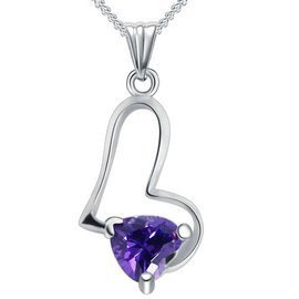 Srebrna Zawieszka Serce z Fioletowym Kamieniem