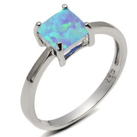 Pierścionek Srebrny z Błękitnym Opalem
