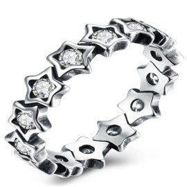 Srebrna Obrączka Gwizdki Ozdobione Cyrkoniami