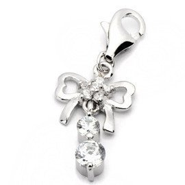 Przywieszka Srebrna Kokardka z Cyrkonią