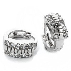 Kolczyki Srebrne Kółka Wysadzane Cyrkoniami