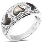 Obrączka Srebrna Serce z Czarną Masą Perłową