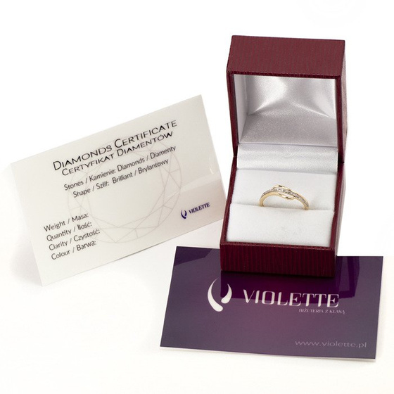 Złoty Pierścionek Przeplatany Brylantami 0.15ct