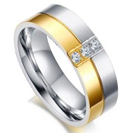 Dwukolorowa Obrączka z Diamentowymi Kamieniami