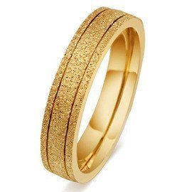 Złota Piaskowana Obrączka ze Stali Chirurgicznej