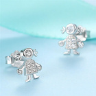 Srebrne Kolczyki Dziewczynka Wysadzane Cyrkoniami