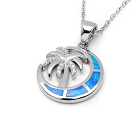 Srebrny Naszyjnik Księżyc z Niebieskim Opalem