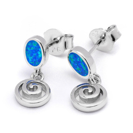 Srebrne Kolczyki z Niebieskim Opalem
