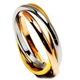 Obrączka Potrójna Trikolor Stal Szlachetna