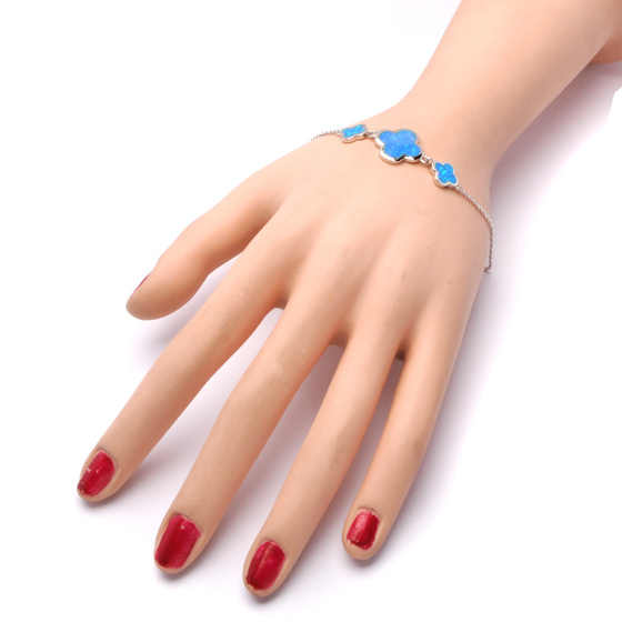 Srebrna Bransoletka z Niebieskim Opalem