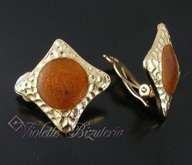 Pozłacane klipsy romby