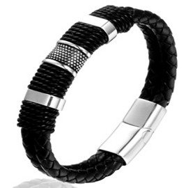 Bransoletka z Czarnej Skóry Naturalnej