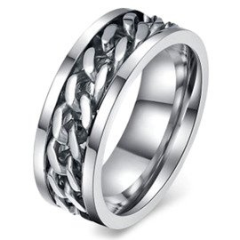 Obrączka ze Stali Szlachetnej z Łańcuszkiem