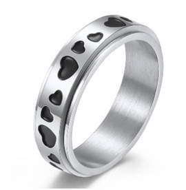 Obrączka z Czarnymi Sercami ze Stali Szlachetnej