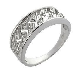 Srebrna Obrączka z Białymi Kamieniami