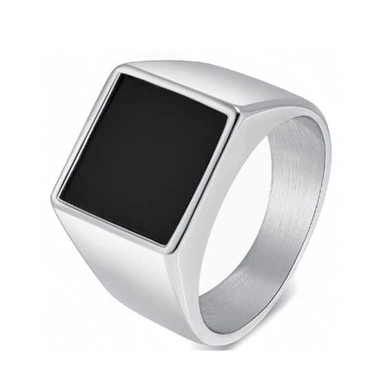 Sygnet ze Stali Szlachetnej z Czarną Aplikacją