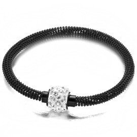Czarna Bransoletka ze Stali z Kryształkami