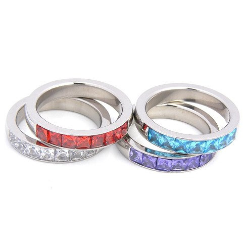 Pierścionek Obrączka z Białymi Cyrkoniami