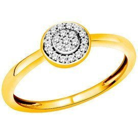 Złoty Pierścionek Wysadzany Brylantami 0.08ct