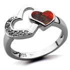 Srebrny Pierścionek Dwa Serca z Opalem i Cyrkonie