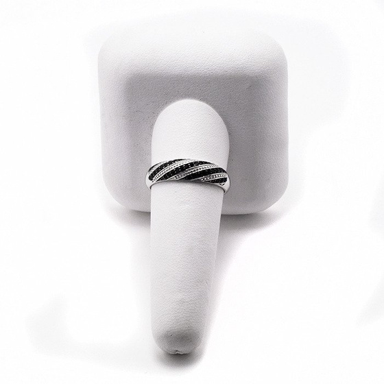 Pierścionek Srebrny z Czarnymi Mikro Cyrkoniami