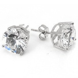 Kolczyki Srebrne Okrągłe z Białymi Cyrkoniami 9mm