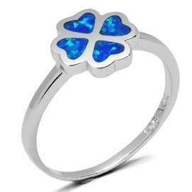 Pierścionek Srebrny Koniczynka z Opalem