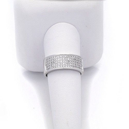 Srebrna Szeroka Obrączka Wysadzana Cyrkoniami