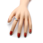 Pierścionek Srebrny z Niebieskim Opalem Wzór Grecki