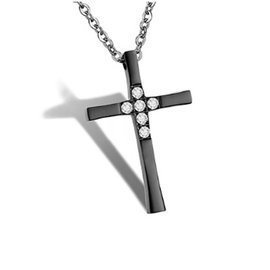 Naszyjnik z Czarnym Krzyżykiem Stal Szlachetna