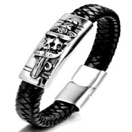 Bransoletka ze Skóry Naturalnej Stal Szlachetna