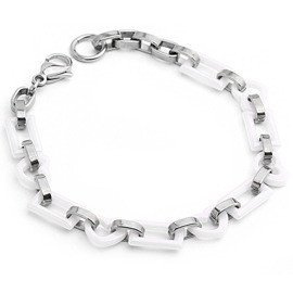 Bransoletka z Serduszkami Biała Ceramika