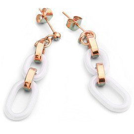 Złote Kolczyki Stal Chirurgiczna i Biała Ceramika