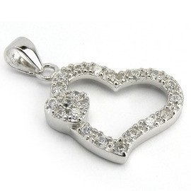 Srebrna Zawieszka Serce z Cyrkonii