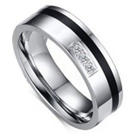 Obrączka ze Stali Chirurgicznej z Czarnym Pasem